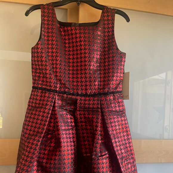 Pippa & Julie Red and Black Houndstooth Dress - Picture 1 of 3